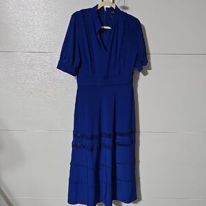 Taylor Royal Blue Lace Embellished Midi Dress By Taylor